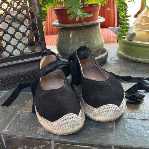 JJill black suede ballerina ankle tie espadrille 7 - Picture 2 of 10